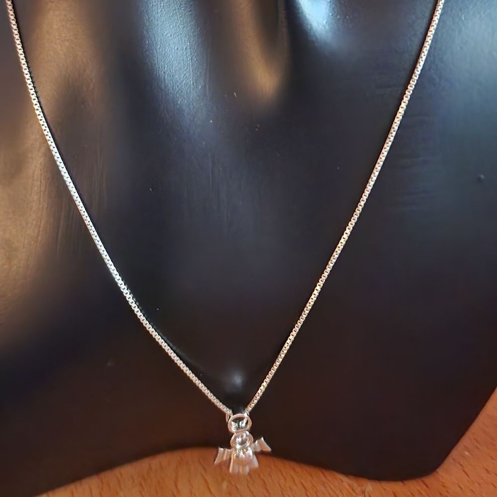 Sterling silver with angel pendant necklace